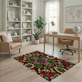 Ornate Red and Green Persian Floral Rug