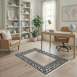 Ornate Floral Baroque Border Area Rug