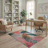 Vibrant Palm Monstera Leaf Area Rug