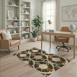 Ornate Floral Wreath Area Rug