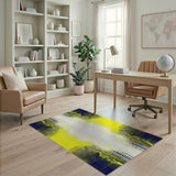 Navy Yellow Geometric Dotted Area Rug