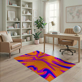 Vibrant Orange Multi-Color Geometric Modern Area Rug