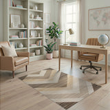 Beige Chevron Geometric Area Rug