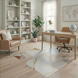 Gold-Veined Neutral Abstract Area Rug