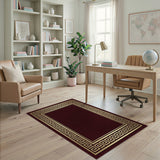Red Gold Greek Key Border Area Rug