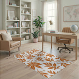 Orange Burnt Orange Fern Leaf Area Rug
