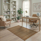 Rustic Brown Tan Plaid Rustic Farmhouse Area Rug