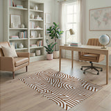 Intricate Maze Brown Geometric Area Rug