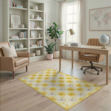 Golden Yellow Daisy Floral Area Rug