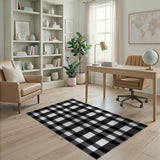 Rustic Farmhouse Black White Checkered Plaid Area Rug