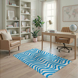 Blue and Teal Coastal Blue Waves Area Rug