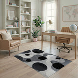 Black and White Modern Black White Geometric Abstract Rug