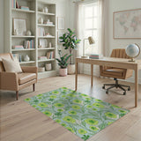 Vibrant Lime Green Floral Area Rug
