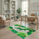 Playful Smiling Crocodile Kids Area Rug