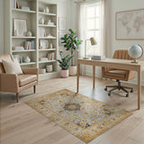 Grey Gold Medallion Persian Area Rug