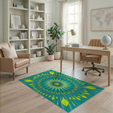 Teal Sunburst Mandala Area Rug