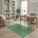 Lush Green Geometric Grid Area Rug
