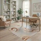Beige and Neutral Beige Abstract Swirl Area Rug