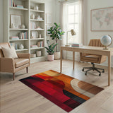Bold Red Orange Geometric Abstract Area Rug
