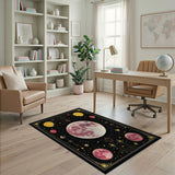 Pink Moon Celestial Stars Area Rug