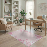 Pink Delicate Pink Floral Border Area Rug
