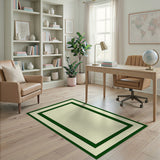 Green Framed Cream Area Rug