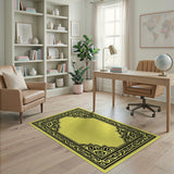 Ornate Black Border Yellow Persian Area Rug