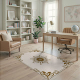 Vintage Floral Medallion Beige Area Rug