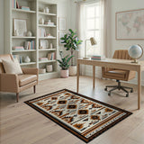 Southwestern Geometric Area Rug Black Rust Ivory