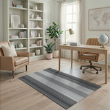 Black White Geometric Striped Black and White Area Rug