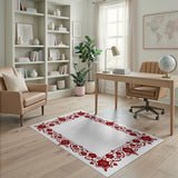 Ornate Crimson Floral Persian Area Rug