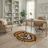 Bold Cartoon Lion Face Area Rug