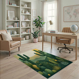 Lush Cactus Desert Sunset Area Rug