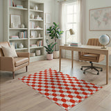 Playful Red Cartoon Frog Area Rug
