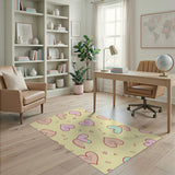 Whimsical Cartoon Hearts Area Rug