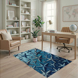 Starry Starfish Blue Coastal Area Rug