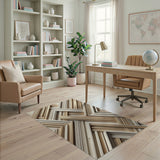 Gold Interlocking Frames Geometric Area Rug