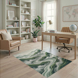Misty Green Mountains Winding River Area Rug
