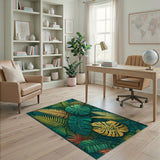 Lush Green Monstera Foliage Rug