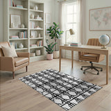 Geometric Creature Grid Black White Area Rug