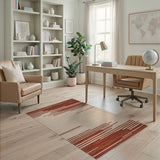 Bold Red Stripe Geometric Area Rug