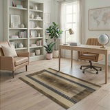 Beige Black Geometric Mosaic Area Rug