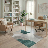 Abstract Teal Beige Area Rug