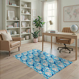 Faceted Blue Teal Crystal Geometric Rug