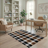 Rustic Brown Black Plaid Farmhouse Rug