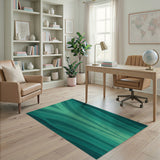 Teal Fluid Wave Abstract Area Rug