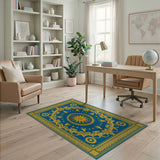 Blue Gold Star Medallion Persian Rug