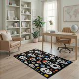 Pixelated Skulls Multi-Color Area Rug