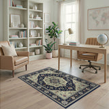 Multi-color and Patterns Traditional Persian Navy Blue Traditional Persian Floral Area Rug