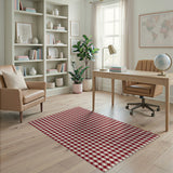 Classic Red Gingham Check Rustic Farmhouse Area Rug